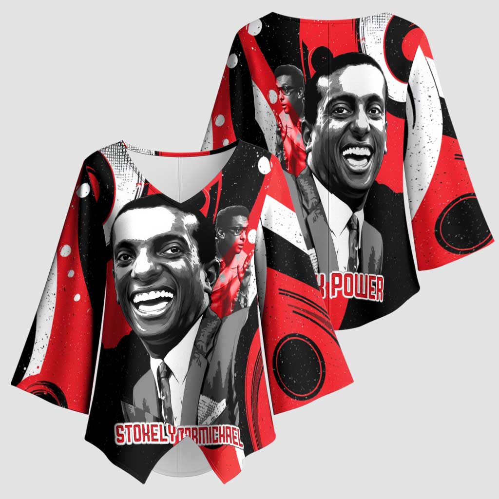 Stokely Carmichael Kimono Sleeve Blouse Abstract Design Black Power Text Civil Rights Activist - African Pride
