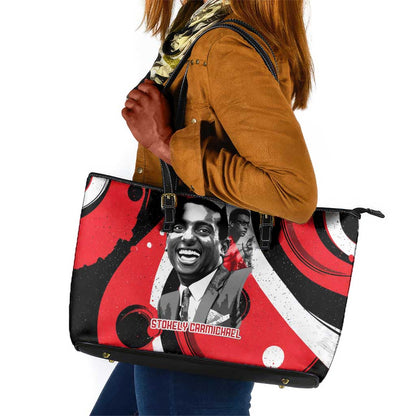 Stokely Carmichael Leather Tote Bag Abstract Design Black Power Text Civil Rights Activist - African Pride