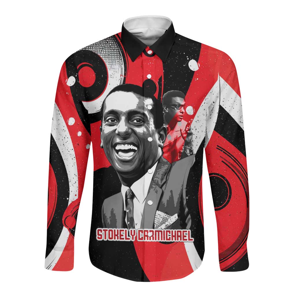 Stokely Carmichael Long Sleeve Button Shirt Abstract Design Black Power Text Civil Rights Activist - African Pride