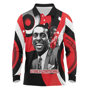 Stokely Carmichael Long Sleeve Polo Shirt Abstract Design Black Power Text Civil Rights Activist - African Pride