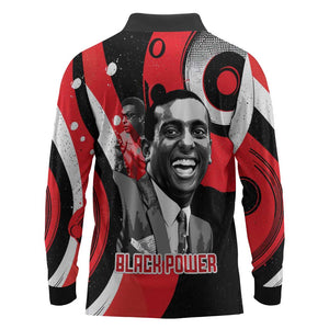 Stokely Carmichael Long Sleeve Polo Shirt Abstract Design Black Power Text Civil Rights Activist - African Pride