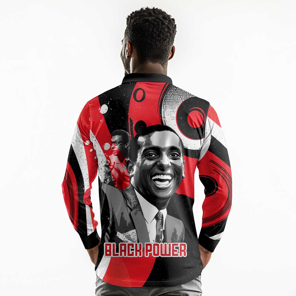 Stokely Carmichael Long Sleeve Polo Shirt Abstract Design Black Power Text Civil Rights Activist - African Pride