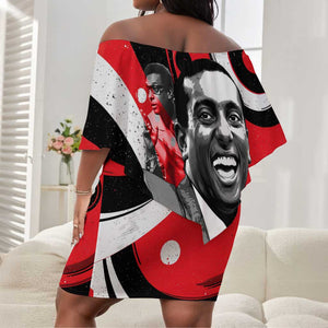 Stokely Carmichael Off Shoulder Short Dress Abstract Design Black Power Text Civil Rights Activist - African Pride