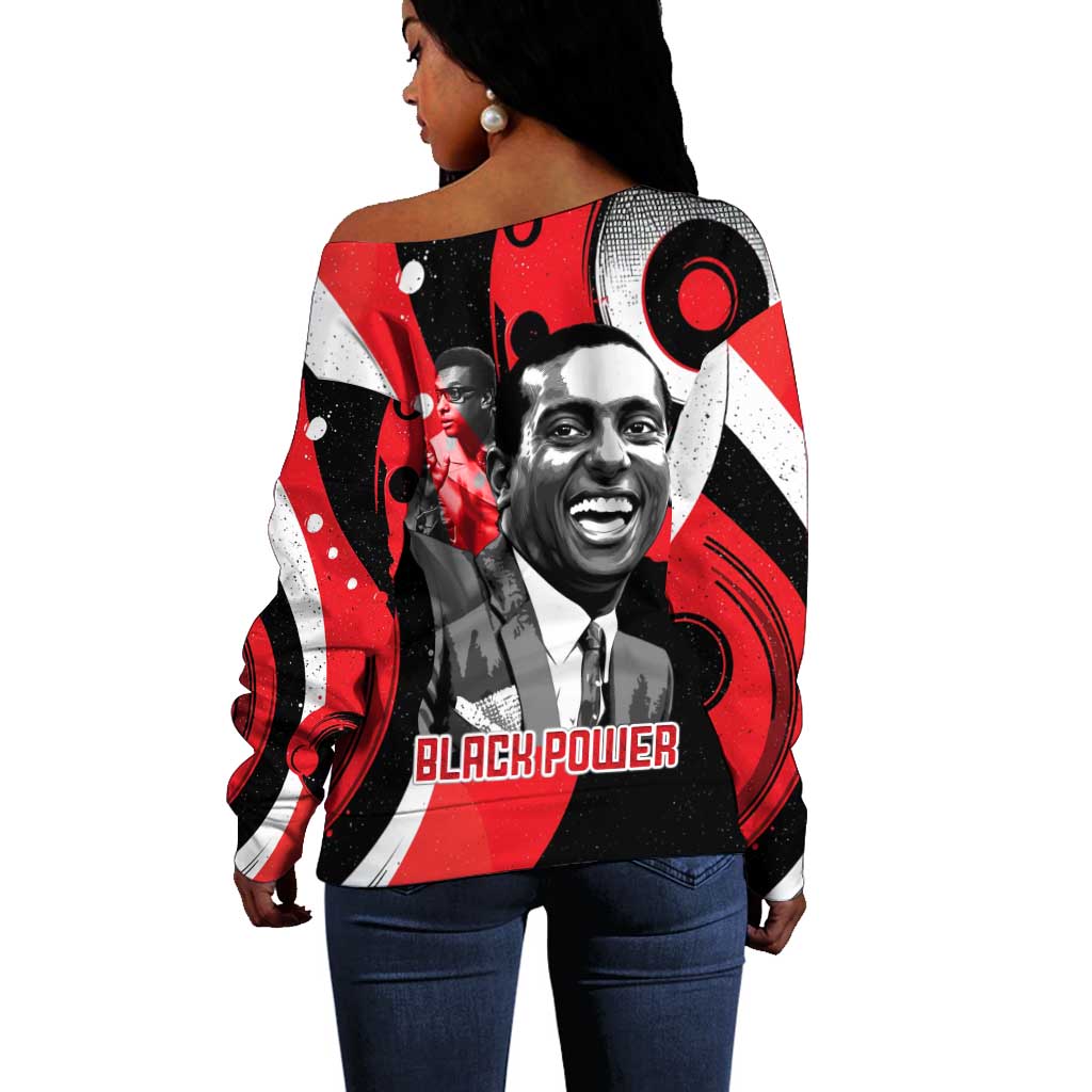 Stokely Carmichael Off Shoulder Sweater Abstract Design Black Power Text Civil Rights Activist - African Pride