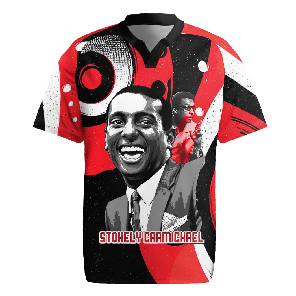 Stokely Carmichael Rugby Jersey Abstract Design Black Power Text Civil Rights Activist - African Pride