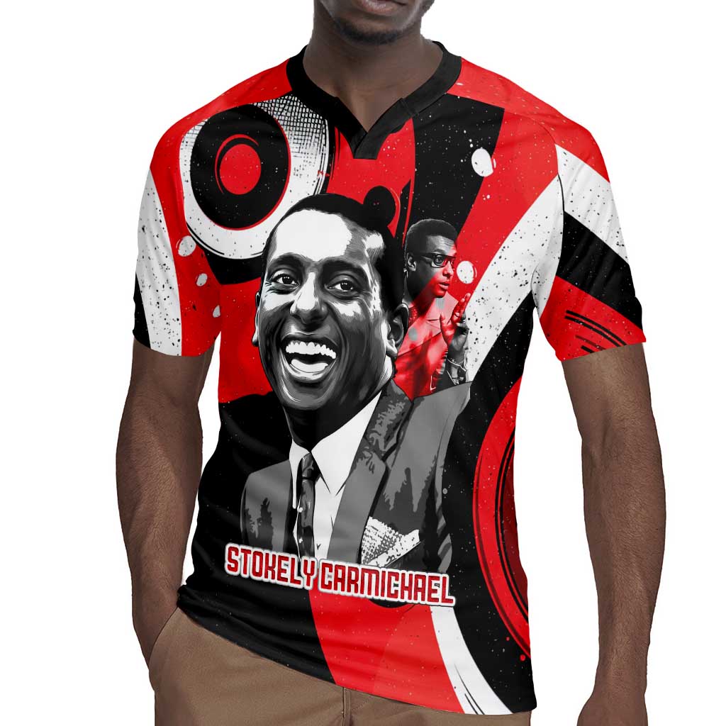 Stokely Carmichael Rugby Jersey Abstract Design Black Power Text Civil Rights Activist - African Pride