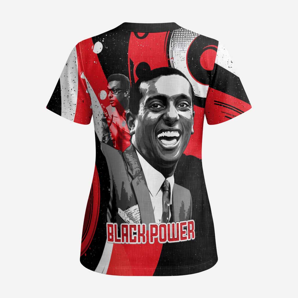 Stokely Carmichael Scrub Top Abstract Design Black Power Text Civil Rights Activist - African Pride