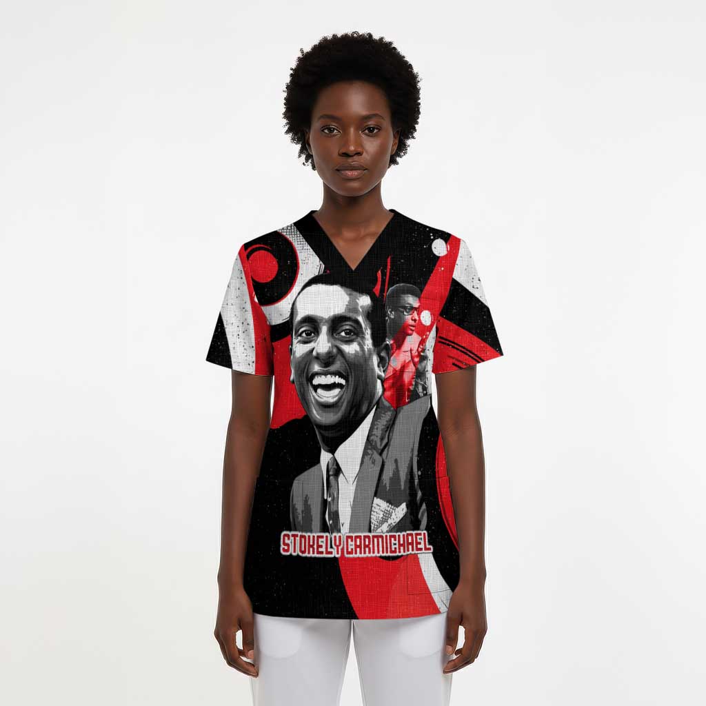 Stokely Carmichael Scrub Top Abstract Design Black Power Text Civil Rights Activist - African Pride