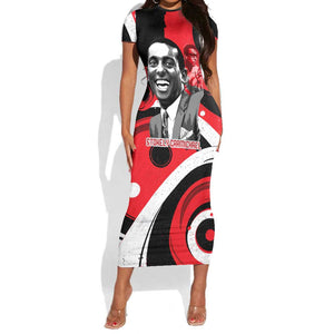 Stokely Carmichael Short Sleeve Bodycon Dress Abstract Design Black Power Text Civil Rights Activist - African Pride