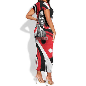 Stokely Carmichael Short Sleeve Bodycon Dress Abstract Design Black Power Text Civil Rights Activist - African Pride