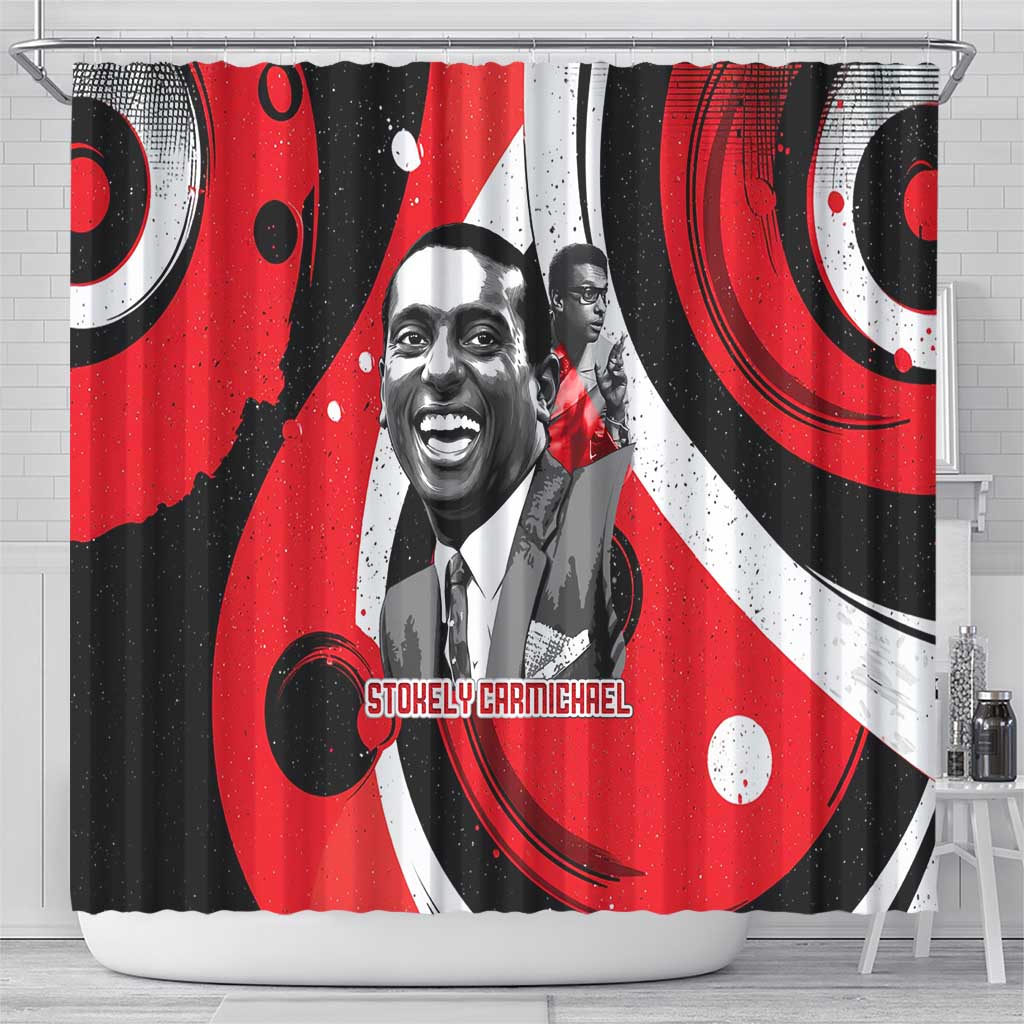 Stokely Carmichael Shower Curtain Abstract Design Black Power Text Civil Rights Activist - African Pride