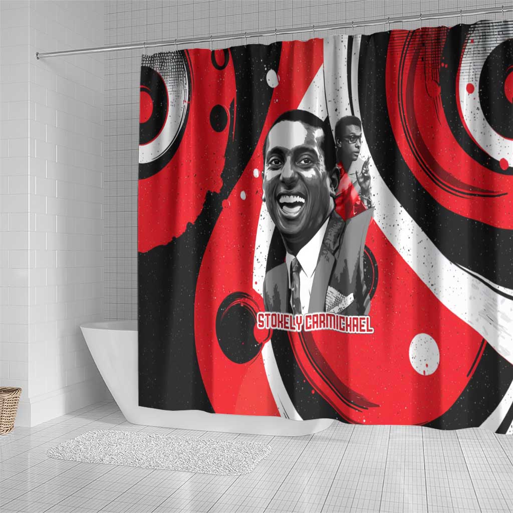 Stokely Carmichael Shower Curtain Abstract Design Black Power Text Civil Rights Activist - African Pride