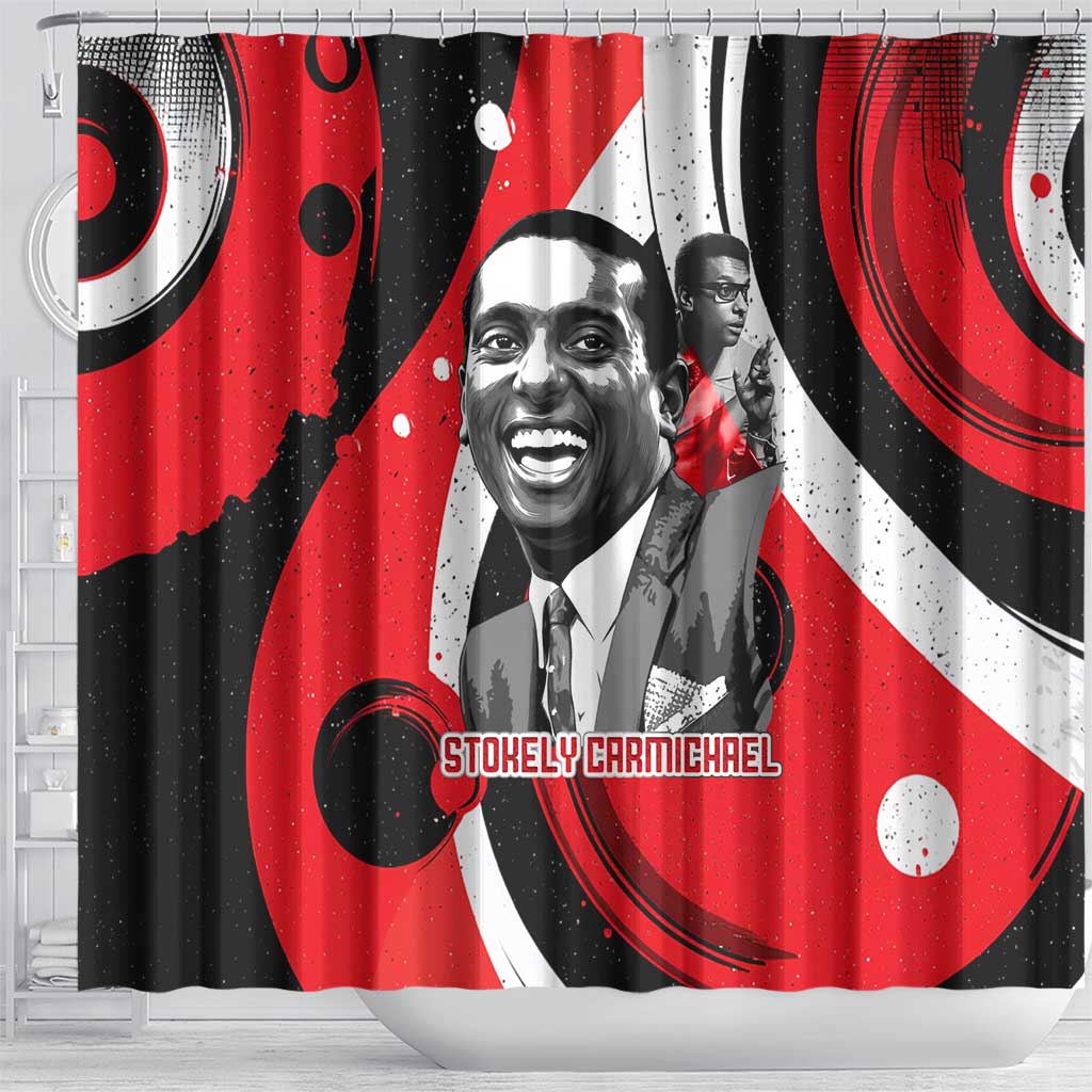 Stokely Carmichael Shower Curtain Abstract Design Black Power Text Civil Rights Activist - African Pride
