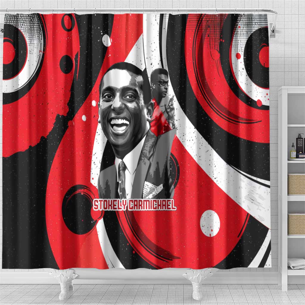 Stokely Carmichael Shower Curtain Abstract Design Black Power Text Civil Rights Activist - African Pride