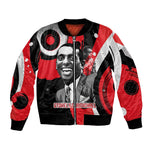 Stokely Carmichael Sleeve Zip Bomber Jacket Abstract Design Black Power Text Civil Rights Activist - African Pride