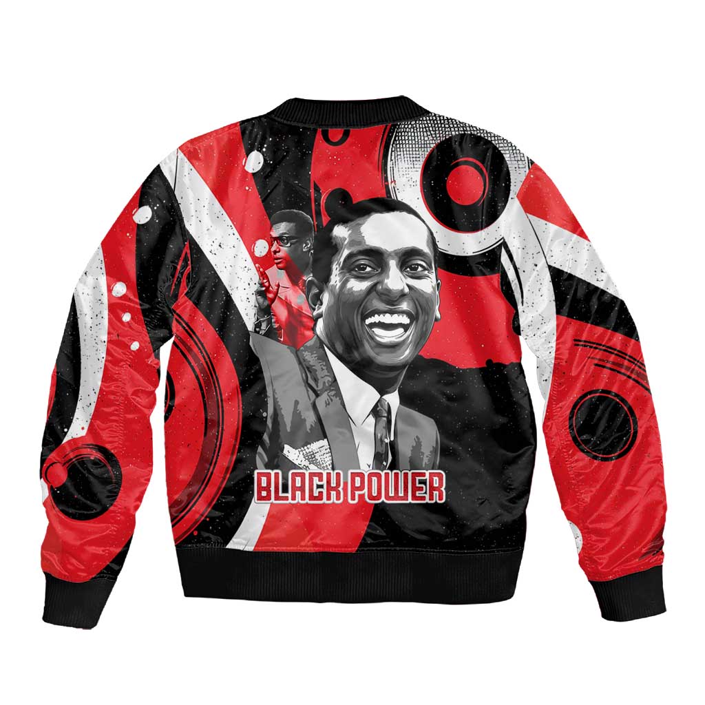 Stokely Carmichael Sleeve Zip Bomber Jacket Abstract Design Black Power Text Civil Rights Activist - African Pride