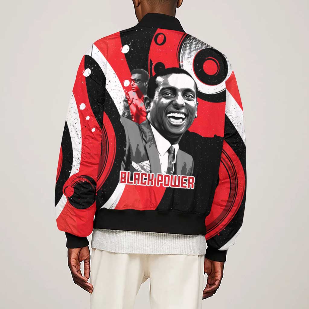 Stokely Carmichael Sleeve Zip Bomber Jacket Abstract Design Black Power Text Civil Rights Activist - African Pride