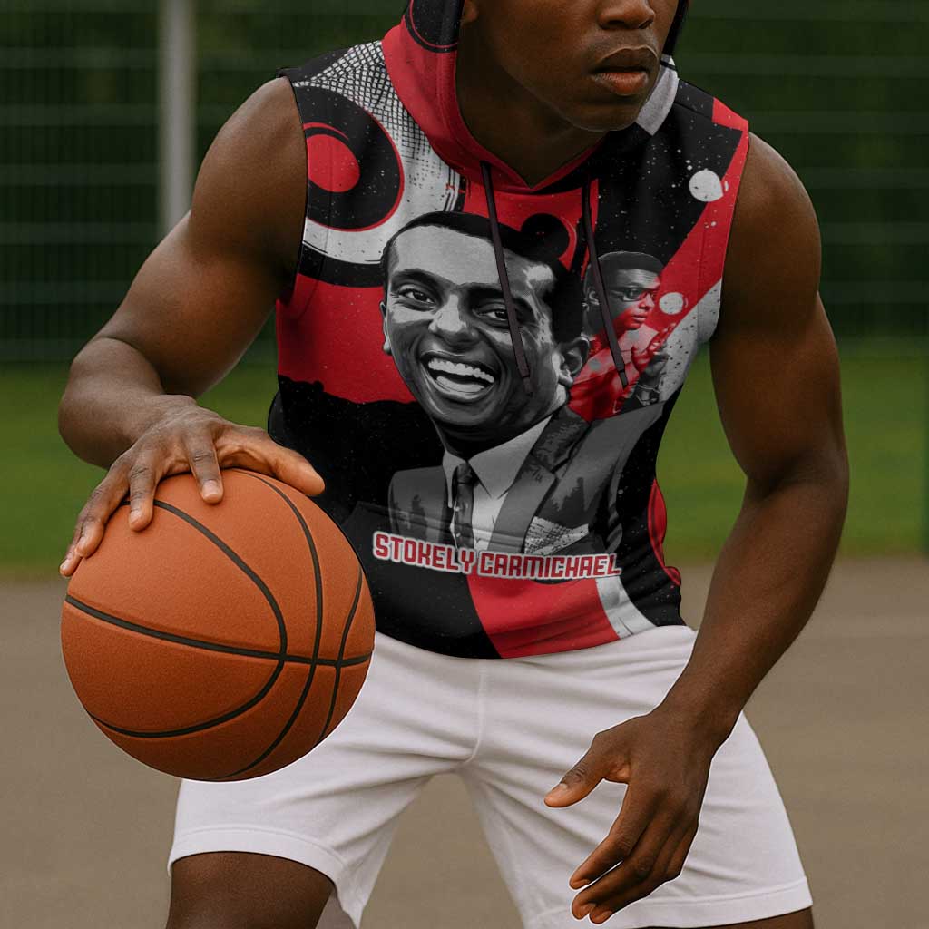 Stokely Carmichael Sleeveless Hoodie Abstract Design Black Power Text Civil Rights Activist - African Pride