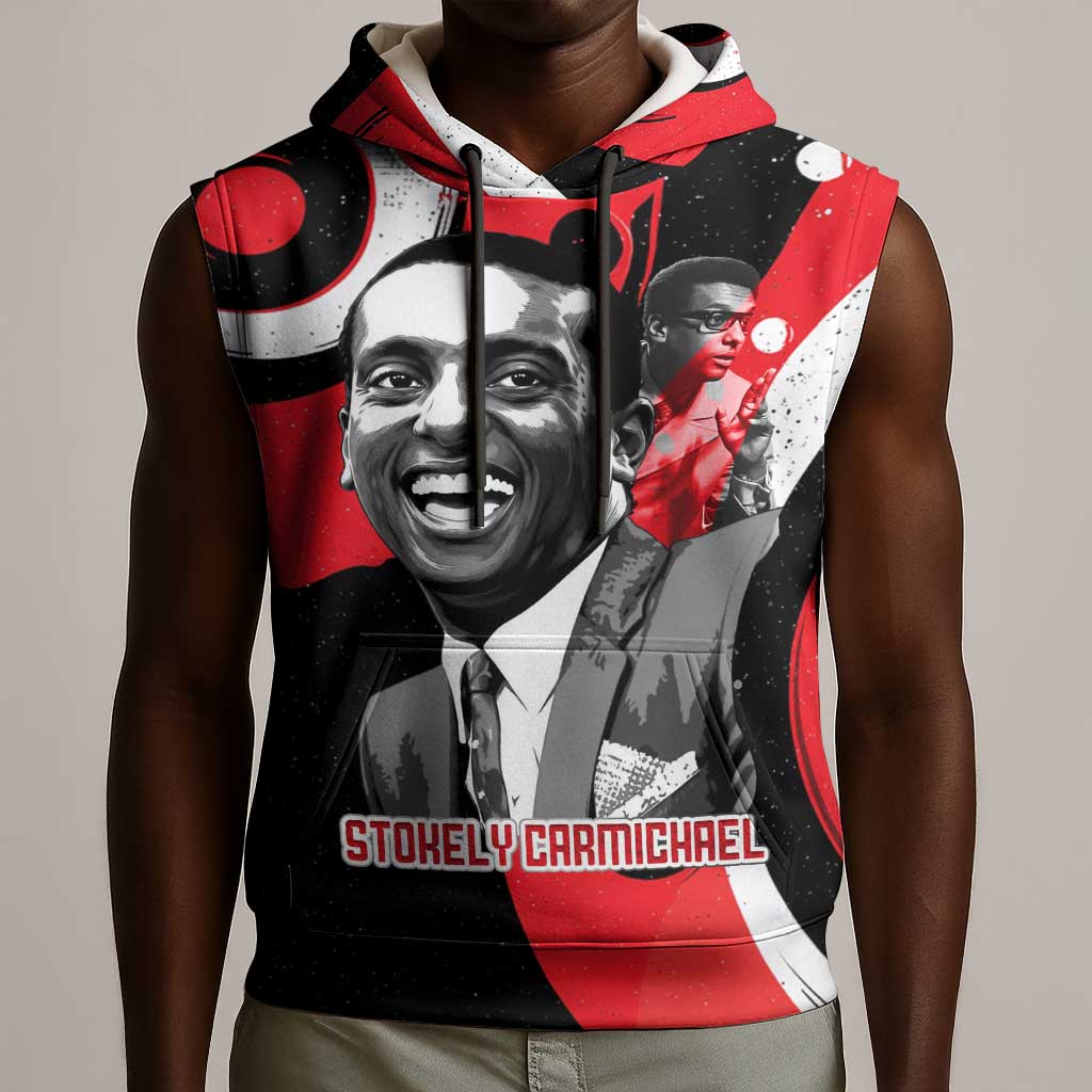 Stokely Carmichael Sleeveless Hoodie Abstract Design Black Power Text Civil Rights Activist - African Pride