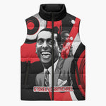 Stokely Carmichael Sleeveless Puffer Jacket Abstract Design Black Power Text Civil Rights Activist - African Pride