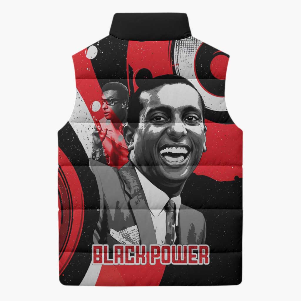 Stokely Carmichael Sleeveless Puffer Jacket Abstract Design Black Power Text Civil Rights Activist - African Pride