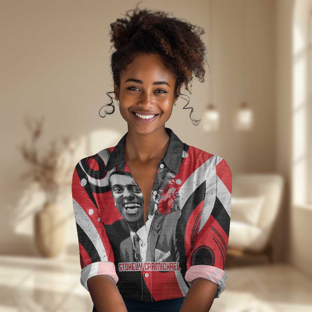 Stokely Carmichael Women Casual Shirt Abstract Design Black Power Text Civil Rights Activist - African Pride