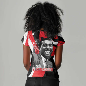 Stokely Carmichael Women V-Neck T-Shirt Abstract Design Black Power Text Civil Rights Activist - African Pride