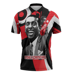Stokely Carmichael Zipper Polo Shirt Abstract Design Black Power Text Civil Rights Activist - African Pride