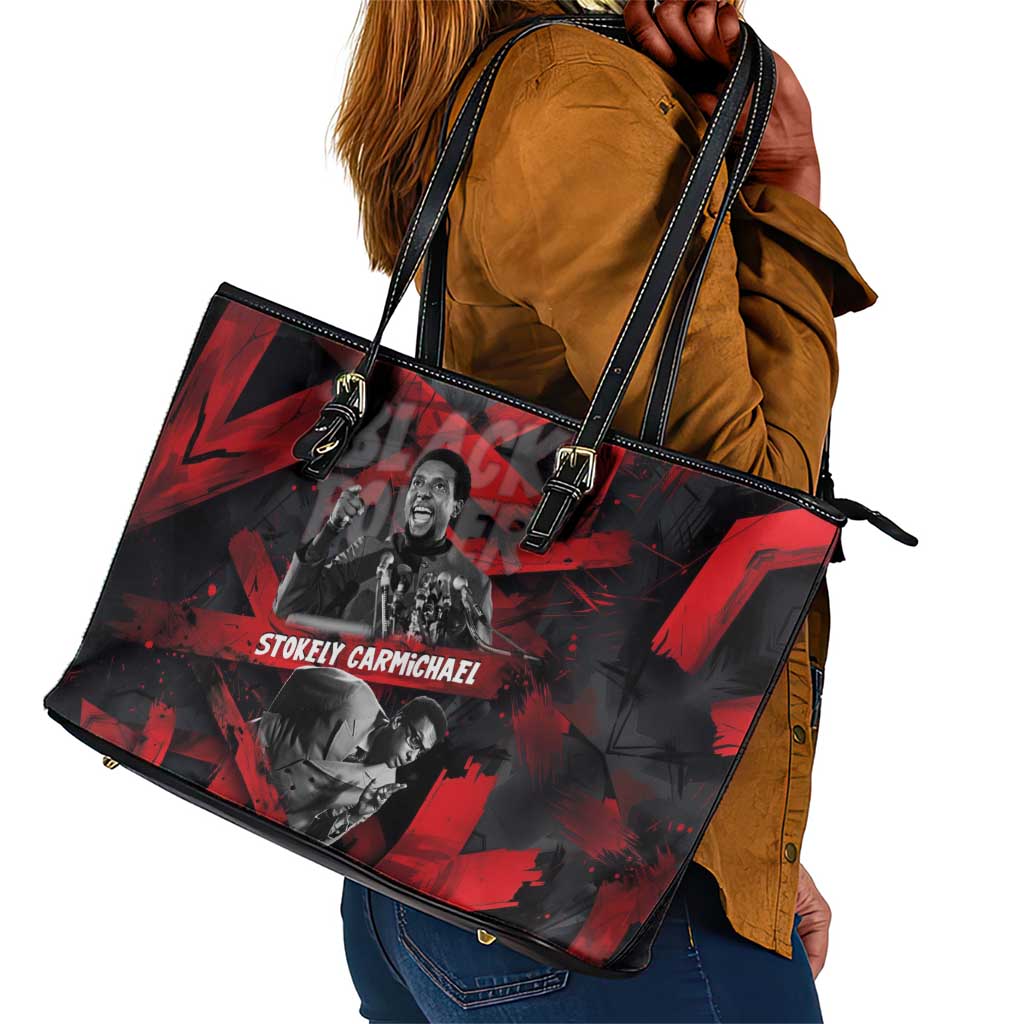 Stokely Carmichael Leather Tote Bag Graphic Design Black Power Quote Powerful Speech Civil Rights - African Pride