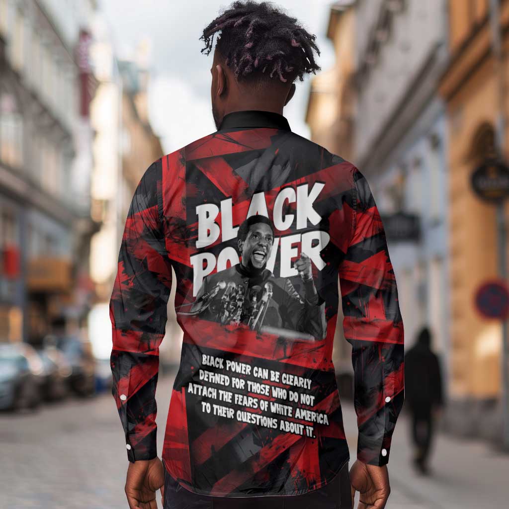 Stokely Carmichael Long Sleeve Button Shirt Graphic Design Black Power Quote Powerful Speech Civil Rights - African Pride