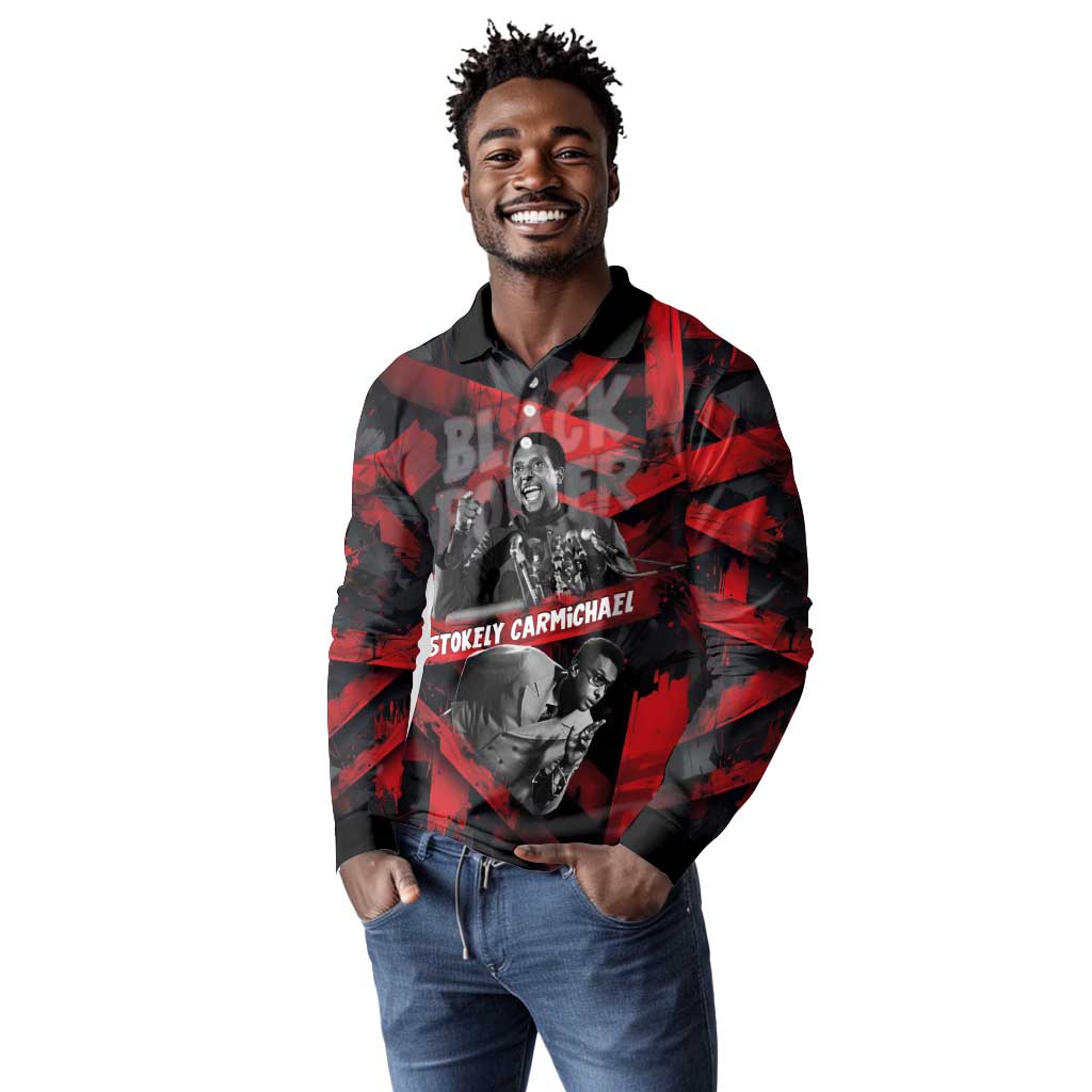 Stokely Carmichael Long Sleeve Polo Shirt Graphic Design Black Power Quote Powerful Speech Civil Rights - African Pride