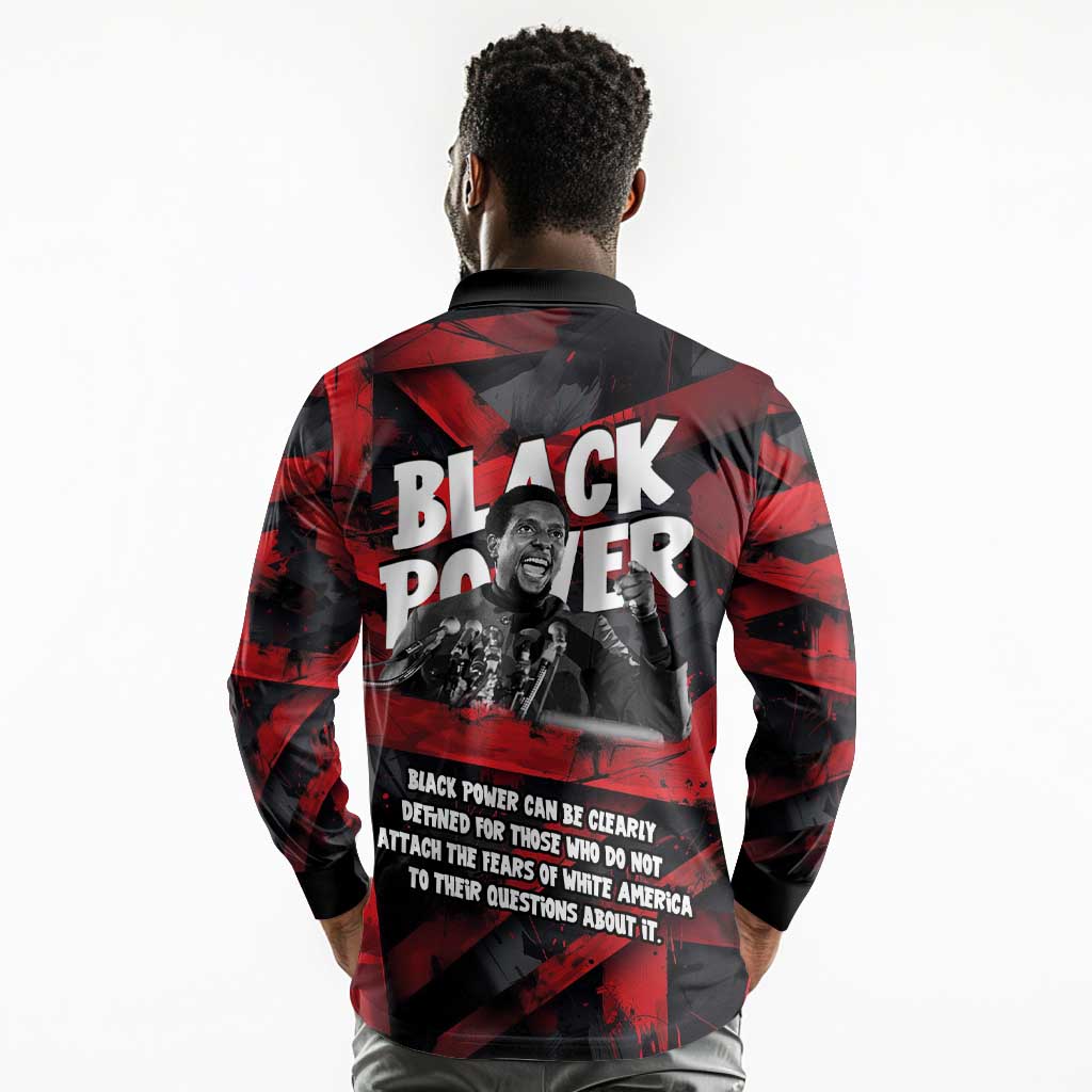 Stokely Carmichael Long Sleeve Polo Shirt Graphic Design Black Power Quote Powerful Speech Civil Rights - African Pride