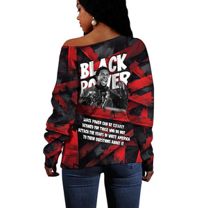 Stokely Carmichael Off Shoulder Sweater Graphic Design Black Power Quote Powerful Speech Civil Rights - African Pride