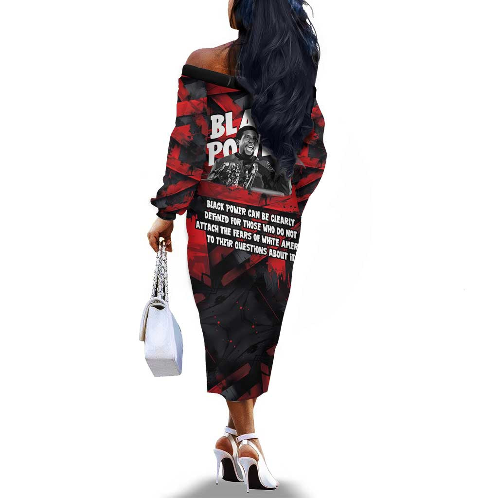 Stokely Carmichael Off The Shoulder Long Sleeve Dress Graphic Design Black Power Quote Powerful Speech Civil Rights - African Pride
