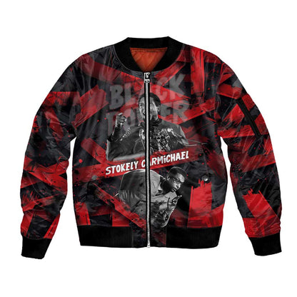 Stokely Carmichael Sleeve Zip Bomber Jacket Graphic Design Black Power Quote Powerful Speech Civil Rights - African Pride