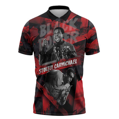 Stokely Carmichael Zipper Polo Shirt Graphic Design Black Power Quote Powerful Speech Civil Rights - African Pride