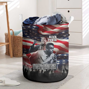 Stokely Carmichael Laundry Basket American Flag Background Black Power Quote Civil Rights Leader Powerful Speech - African Pride