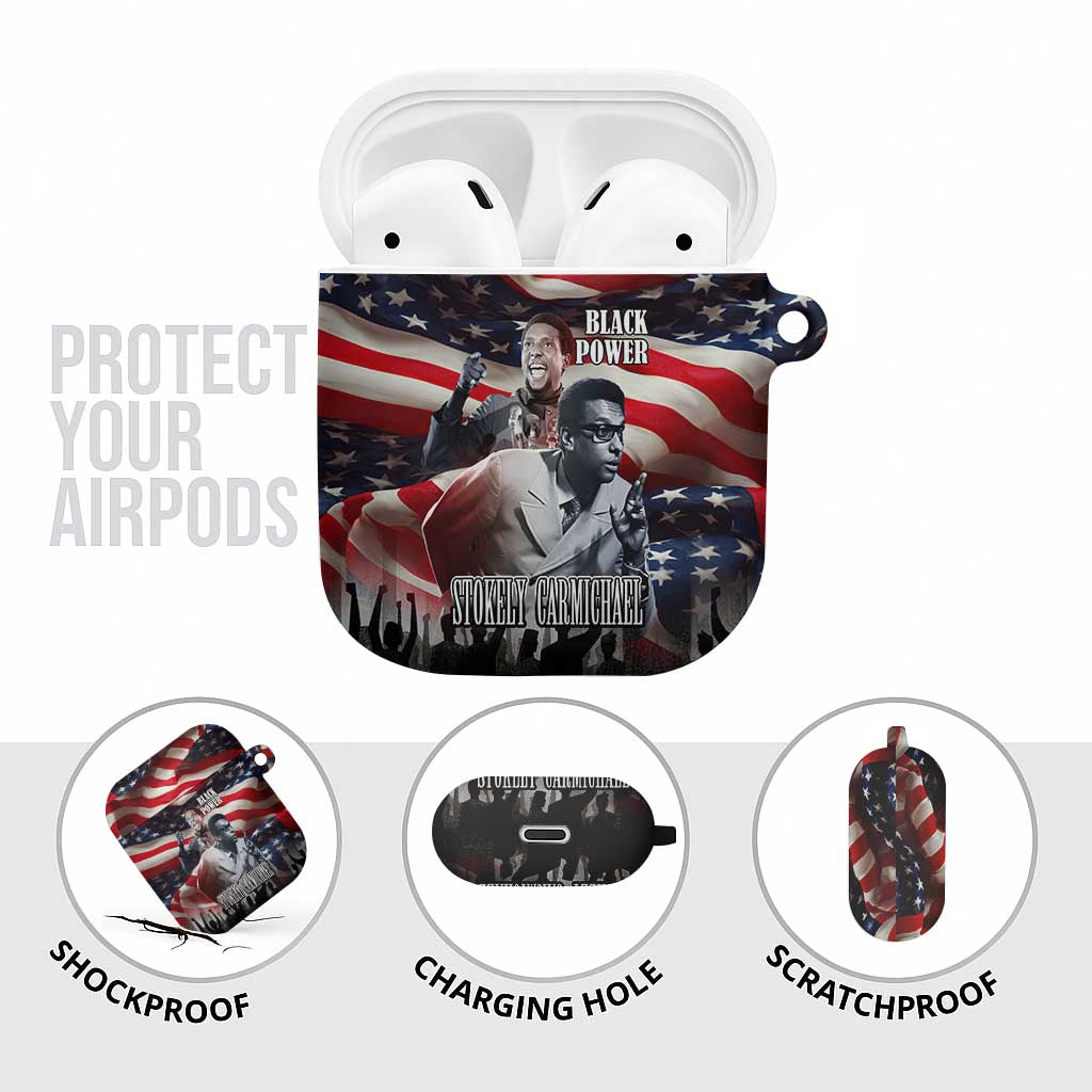 Stokely Carmichael AirPods Case American Flag Background Black Power Quote Civil Rights Leader Powerful Speech - African Pride