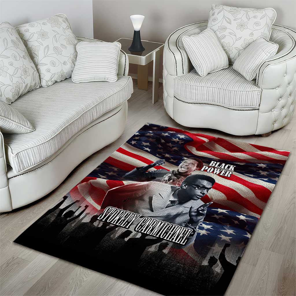 Stokely Carmichael Area Rug American Flag Background Black Power Quote Civil Rights Leader Powerful Speech - African Pride