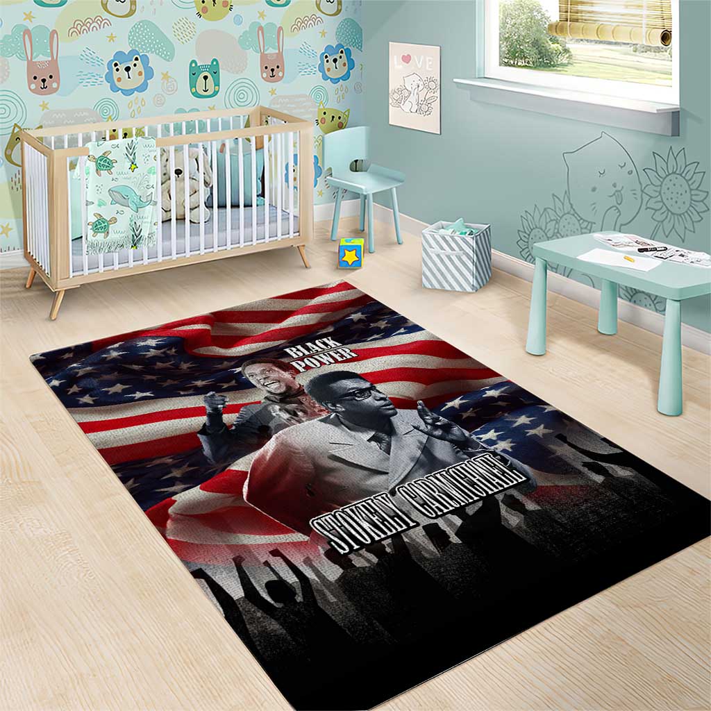 Stokely Carmichael Area Rug American Flag Background Black Power Quote Civil Rights Leader Powerful Speech - African Pride
