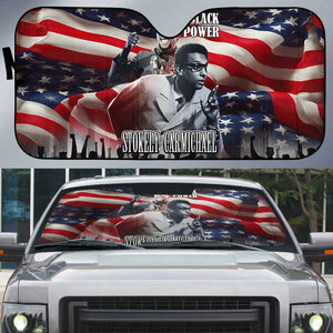 Stokely Carmichael Auto Sun Shade American Flag Background Black Power Quote Civil Rights Leader Powerful Speech - African Pride