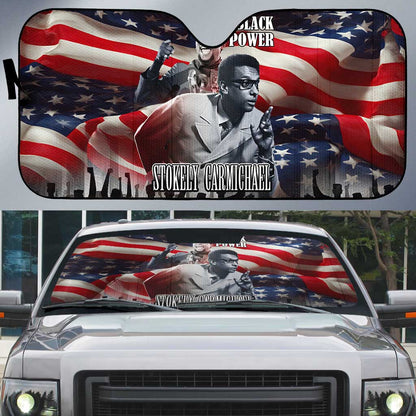 Stokely Carmichael Auto Sun Shade American Flag Background Black Power Quote Civil Rights Leader Powerful Speech - African Pride