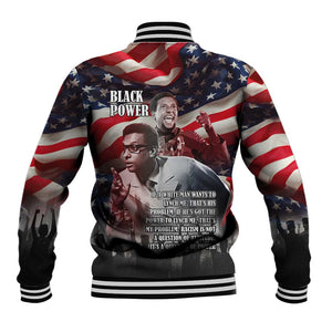 Stokely Carmichael Baseball Jacket American Flag Background Black Power Quote Civil Rights Leader Powerful Speech - African Pride