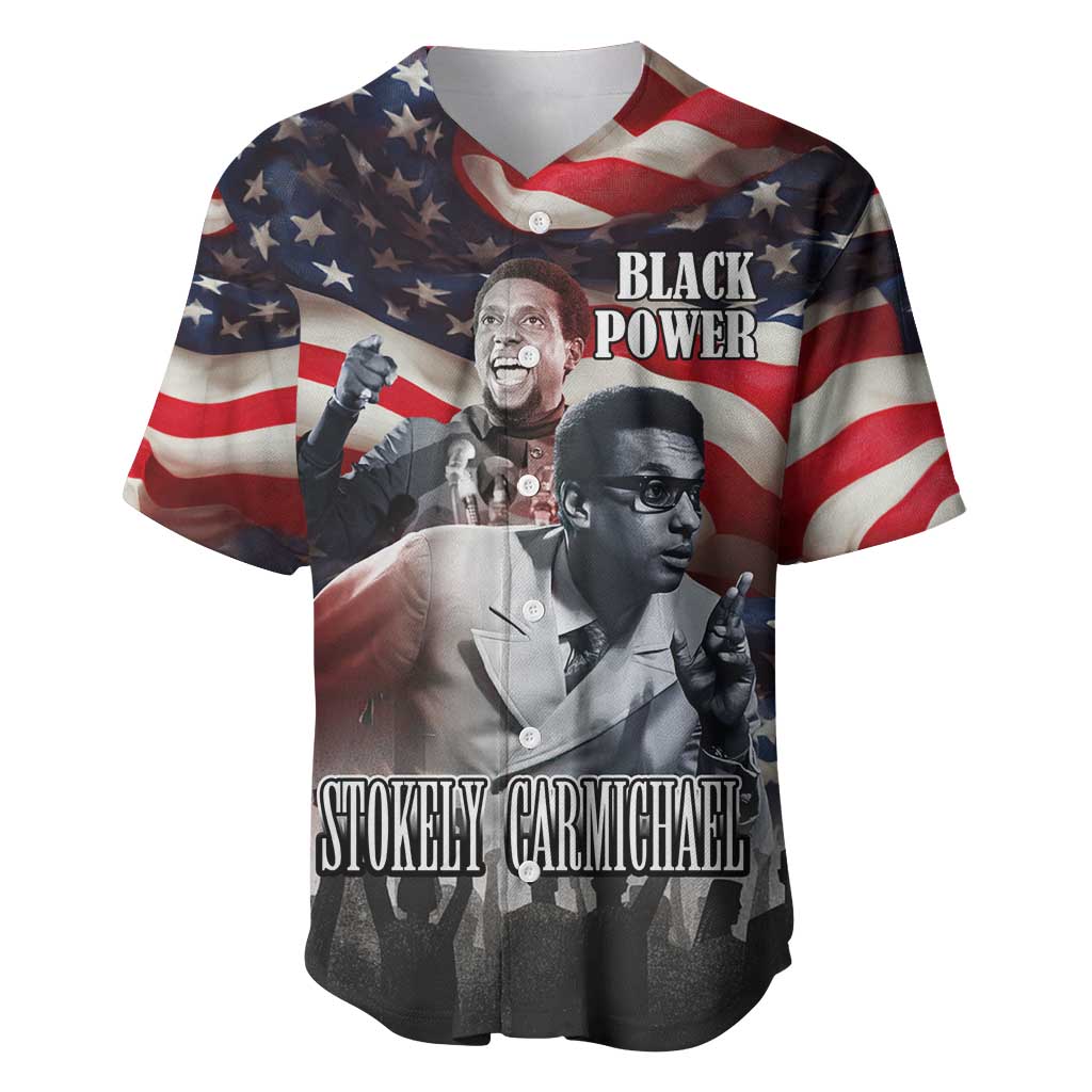 Stokely Carmichael Baseball Jersey American Flag Background Black Power Quote Civil Rights Leader Powerful Speech - African Pride