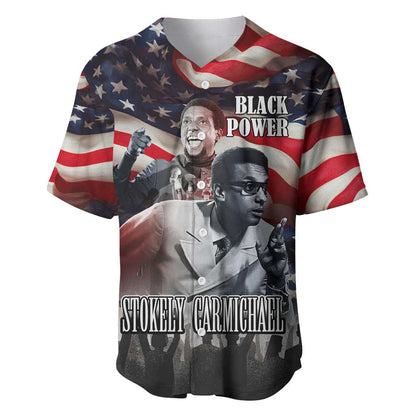 Stokely Carmichael Baseball Jersey American Flag Background Black Power Quote Civil Rights Leader Powerful Speech - African Pride