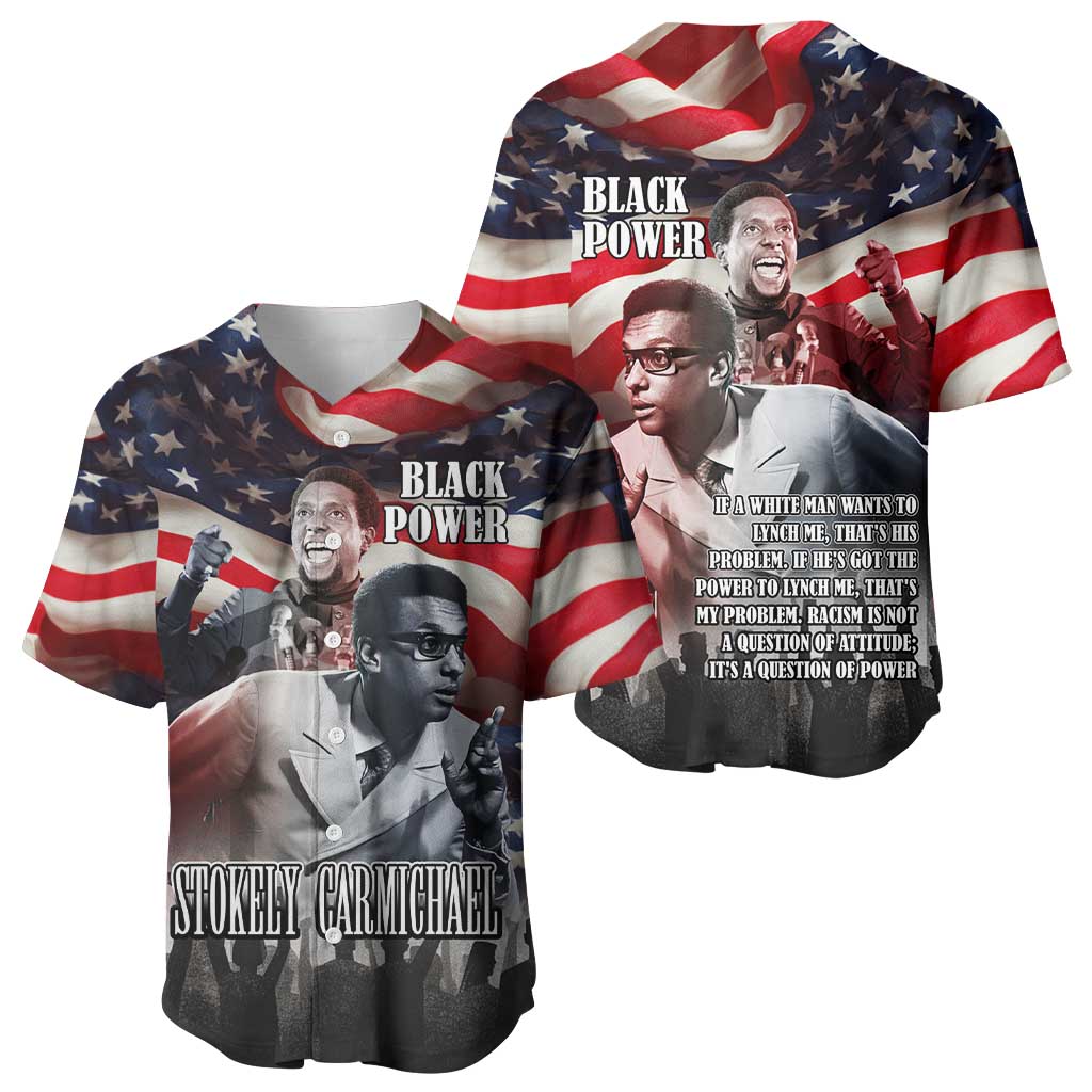 Stokely Carmichael Baseball Jersey American Flag Background Black Power Quote Civil Rights Leader Powerful Speech - African Pride