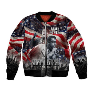 Stokely Carmichael Bomber Jacket American Flag Background Black Power Quote Civil Rights Leader Powerful Speech - African Pride