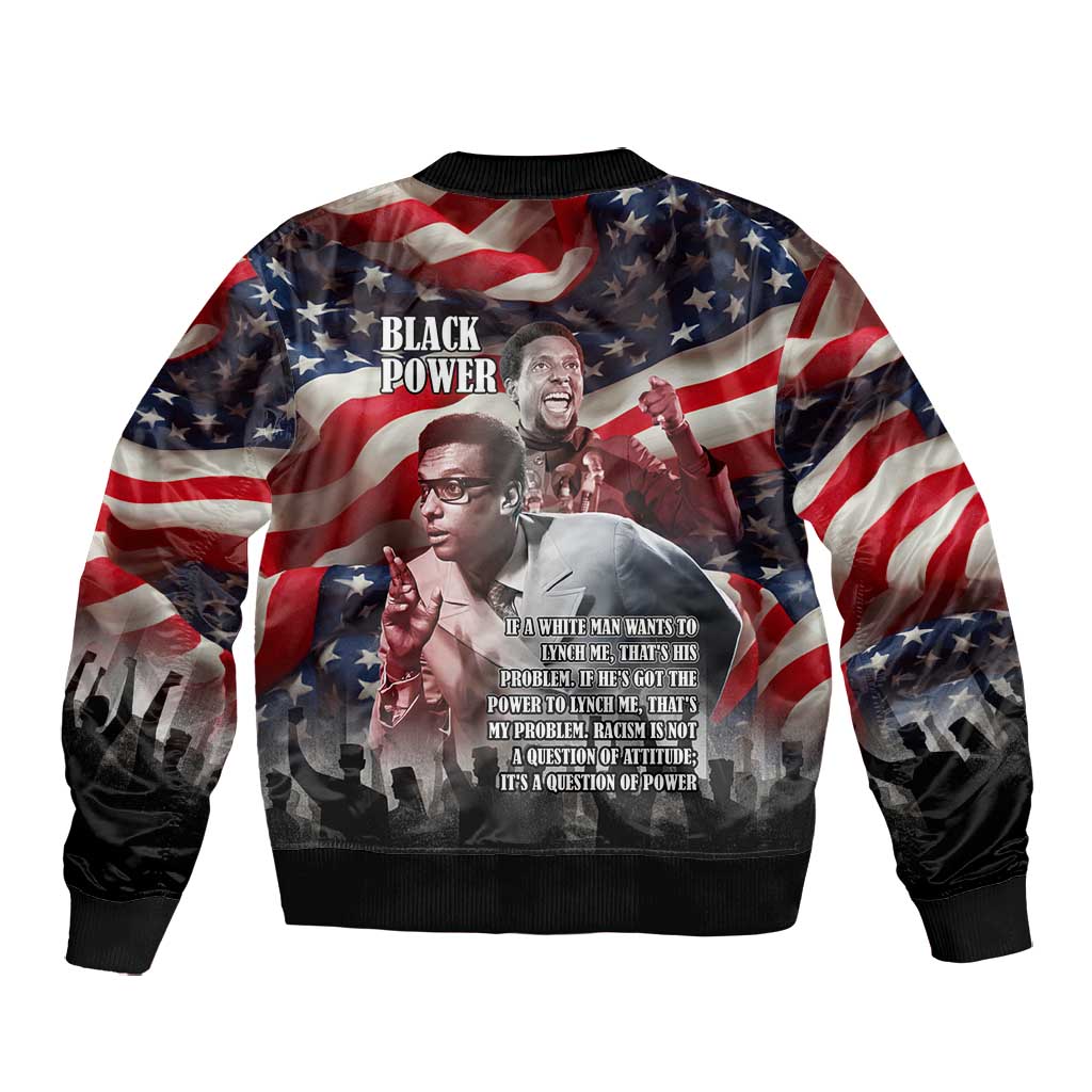 Stokely Carmichael Bomber Jacket American Flag Background Black Power Quote Civil Rights Leader Powerful Speech - African Pride