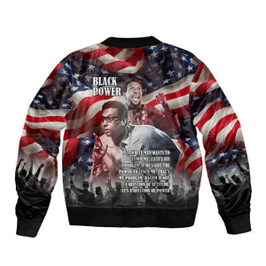 Stokely Carmichael Bomber Jacket American Flag Background Black Power Quote Civil Rights Leader Powerful Speech - African Pride