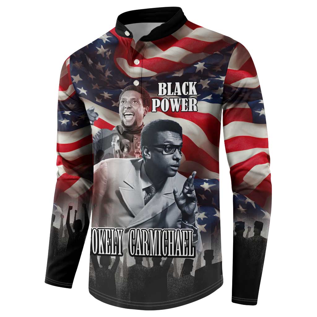 Stokely Carmichael Button Sweatshirt American Flag Background Black Power Quote Civil Rights Leader Powerful Speech